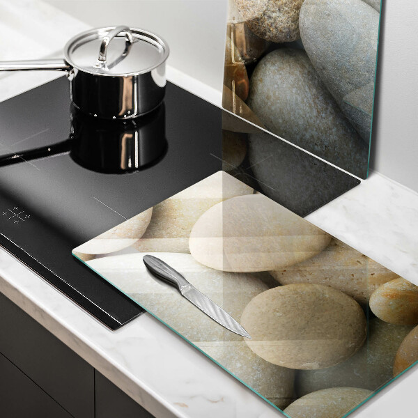 Glas Herdabdeckplatte Muster aus ovalen Steinen