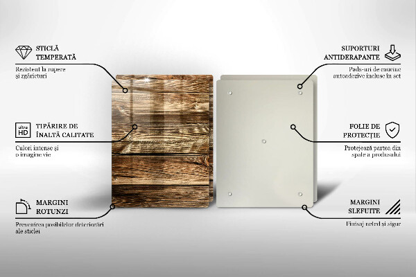 Glas Herdabdeckplatte Holzplankenstruktur