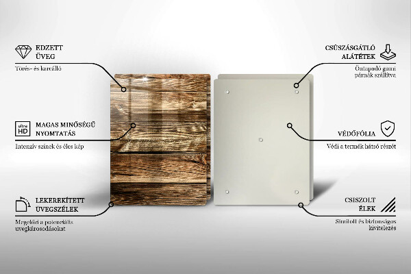 Glas Herdabdeckplatte Holzplankenstruktur