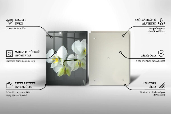 Glas Herdabdeckplatte Weiße Orchideenblüten