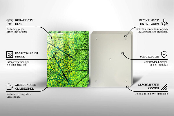Glas Herdabdeckplatte Naturblattadern