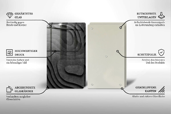 Glas Herdabdeckplatte 3D-Steinformen