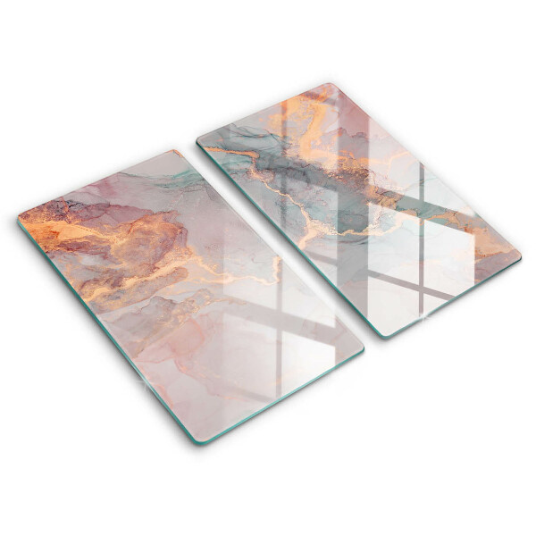 Glas Herdabdeckplatte Marmor mit Gold