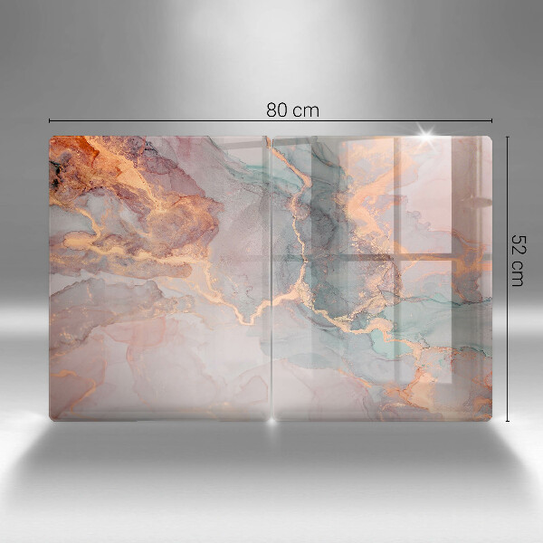 Glas Herdabdeckplatte Marmor mit Gold