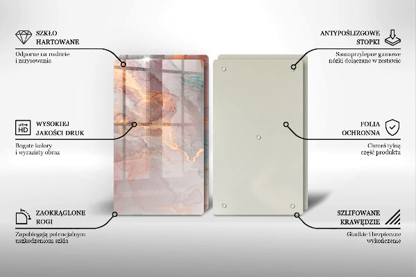 Glas Herdabdeckplatte Marmor mit Gold