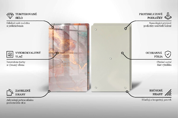 Glas Herdabdeckplatte Marmor mit Gold