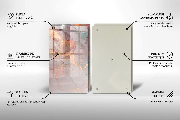 Glas Herdabdeckplatte Marmor mit Gold