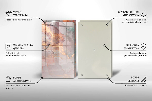 Glas Herdabdeckplatte Marmor mit Gold