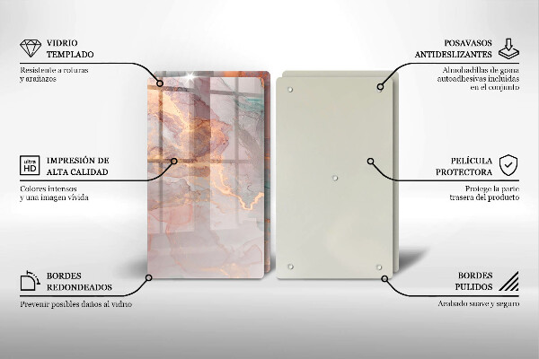 Glas Herdabdeckplatte Marmor mit Gold