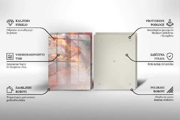 Glas Herdabdeckplatte Marmor mit Gold