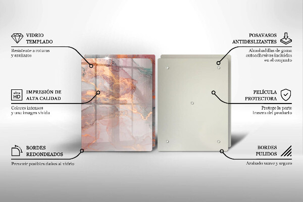 Glas Herdabdeckplatte Marmor mit Gold