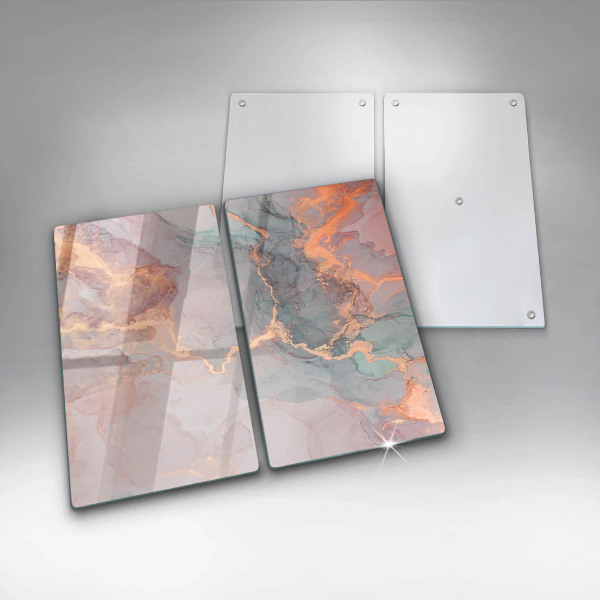 Glas Herdabdeckplatte Marmor mit Gold
