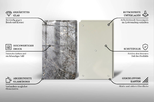 Glas Herdabdeckplatte Steinstruktur