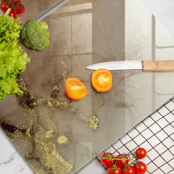 Glas Herdabdeckplatte Goldabstraktion