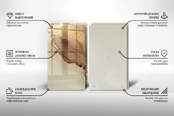 Glas Herdabdeckplatte Goldabstraktion