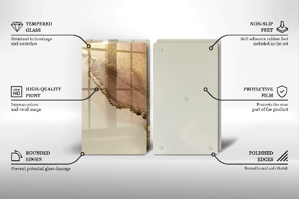 Glas Herdabdeckplatte Goldabstraktion