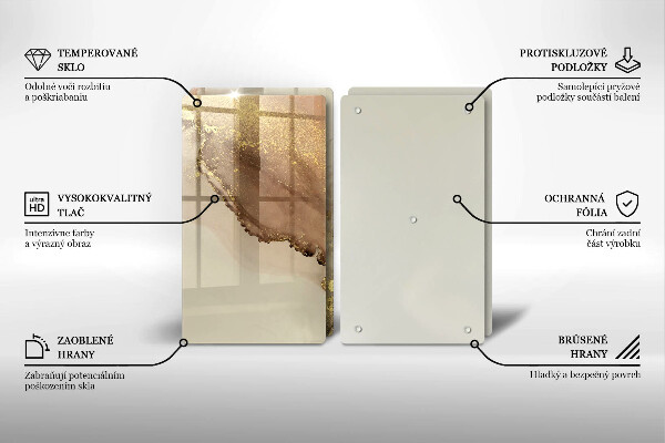 Glas Herdabdeckplatte Goldabstraktion