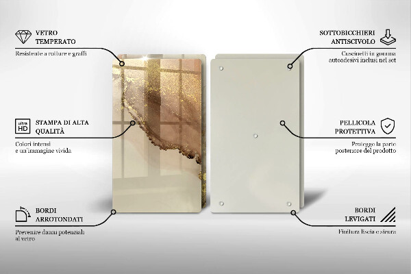 Glas Herdabdeckplatte Goldabstraktion