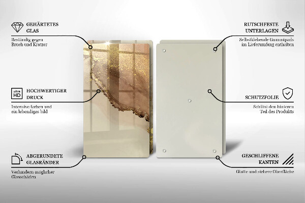 Glas Herdabdeckplatte Goldabstraktion