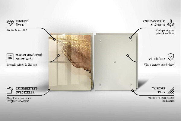 Glas Herdabdeckplatte Goldabstraktion