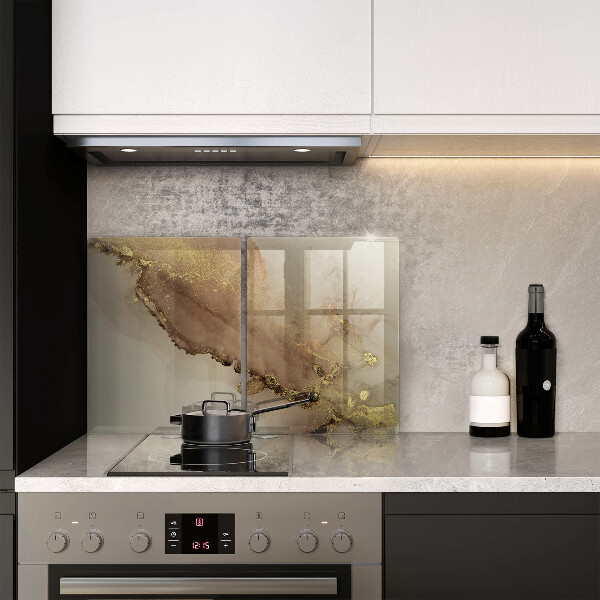 Glas Herdabdeckplatte Goldabstraktion