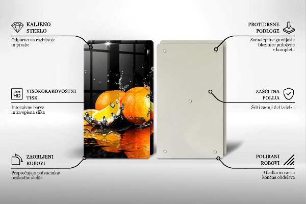 Glas Herdabdeckplatte Saftige Orangenfrucht