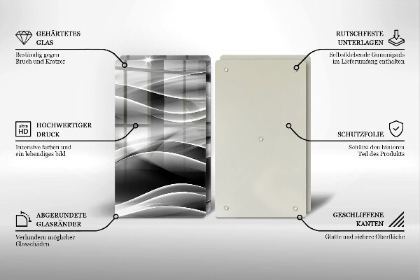 Glas Herdabdeckplatte Abstraktion sanfte Linien