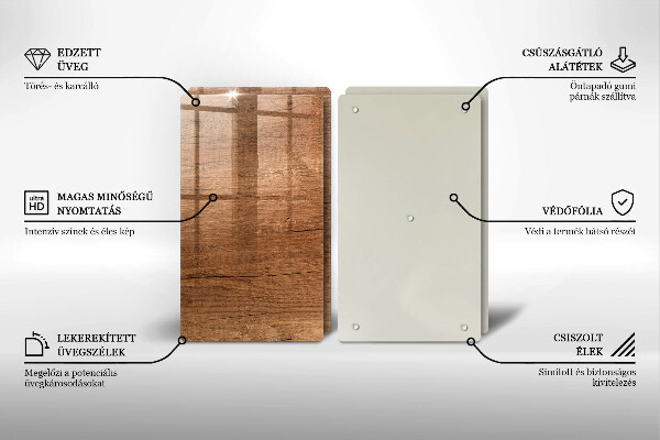 Glas Herdabdeckplatte Holzstruktur