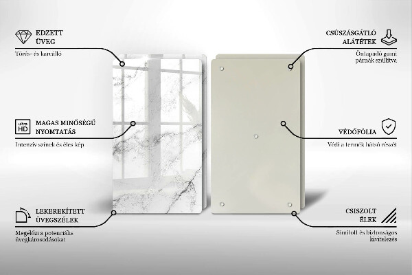 Glas Herdabdeckplatte Elegante Marmorstruktur