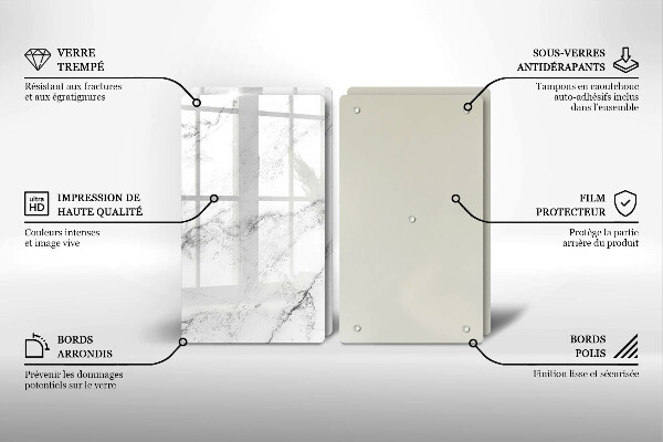 Glas Herdabdeckplatte Elegante Marmorstruktur