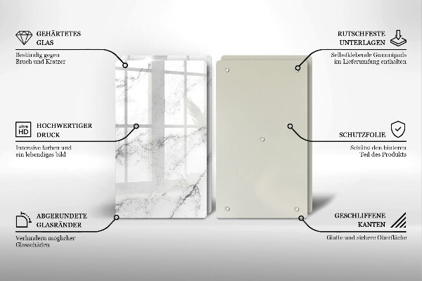 Glas Herdabdeckplatte Elegante Marmorstruktur