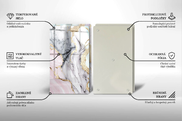 Glas Ceranfeldabdeckung Pastellmarmor
