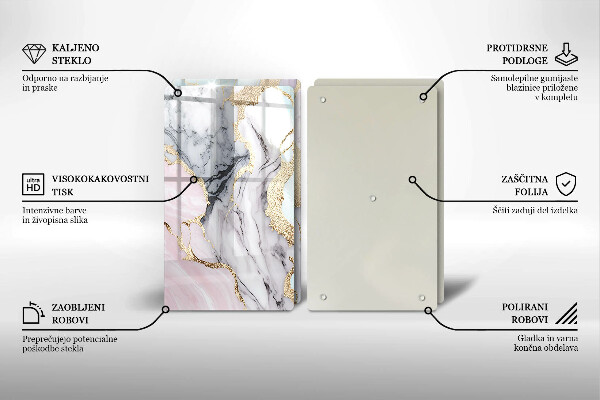 Glas Ceranfeldabdeckung Pastellmarmor