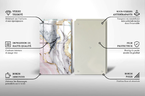 Glas Ceranfeldabdeckung Pastellmarmor