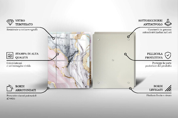 Glas Ceranfeldabdeckung Pastellmarmor