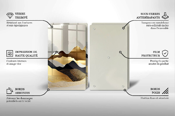 Glas Ceranfeldabdeckung Abstrakte goldene Berge