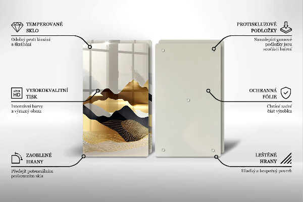 Glas Ceranfeldabdeckung Abstrakte goldene Berge