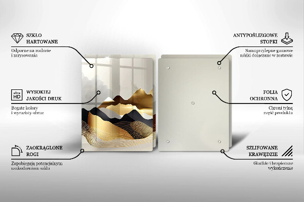 Glas Ceranfeldabdeckung Abstrakte goldene Berge
