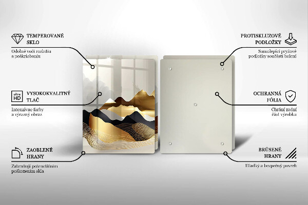 Glas Ceranfeldabdeckung Abstrakte goldene Berge