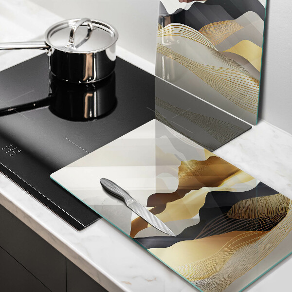 Glas Ceranfeldabdeckung Abstrakte goldene Berge