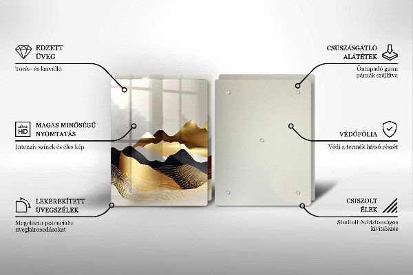 Glas Ceranfeldabdeckung Abstrakte goldene Berge