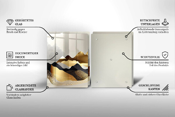 Glas Ceranfeldabdeckung Abstrakte goldene Berge