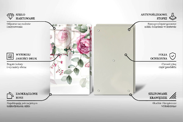 Glas Ceranfeldabdeckung Aquarellrosen