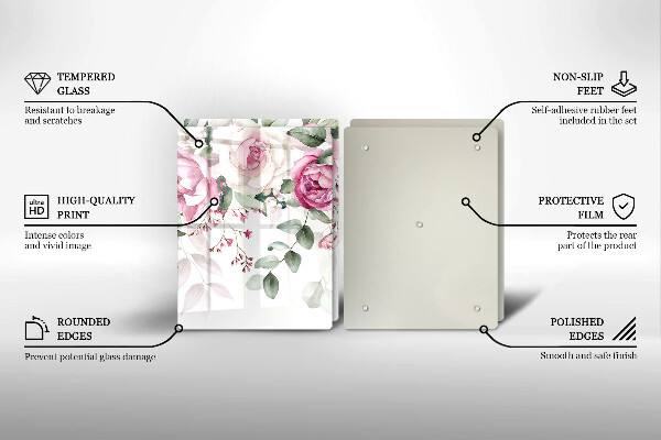 Glas Ceranfeldabdeckung Aquarellrosen