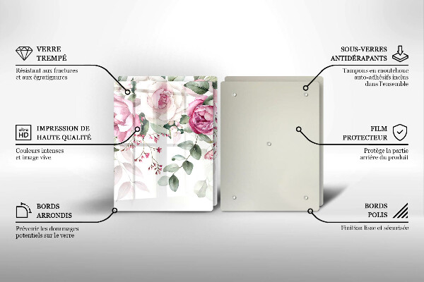 Glas Ceranfeldabdeckung Aquarellrosen