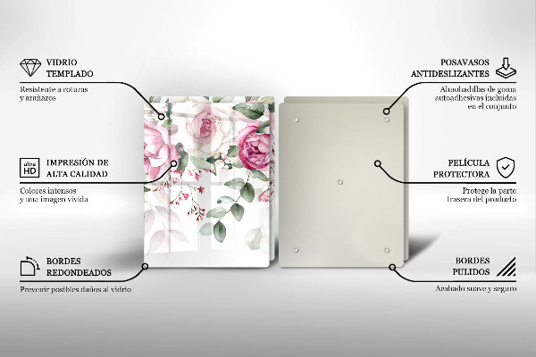 Glas Ceranfeldabdeckung Aquarellrosen