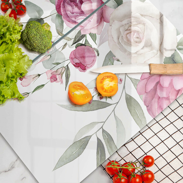 Glas Ceranfeldabdeckung Aquarellrosen