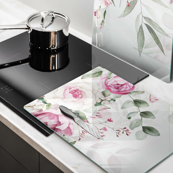 Glas Ceranfeldabdeckung Aquarellrosen