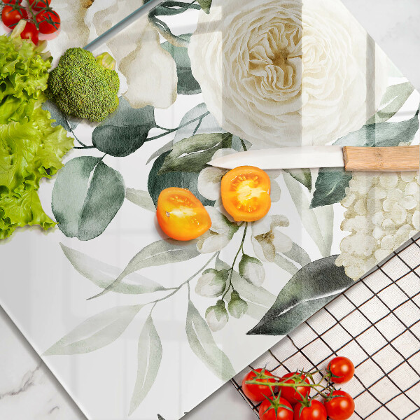 Glas Ceranfeldabdeckung Aquarellblumen