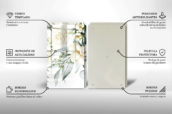 Glas Ceranfeldabdeckung Aquarellblumen
